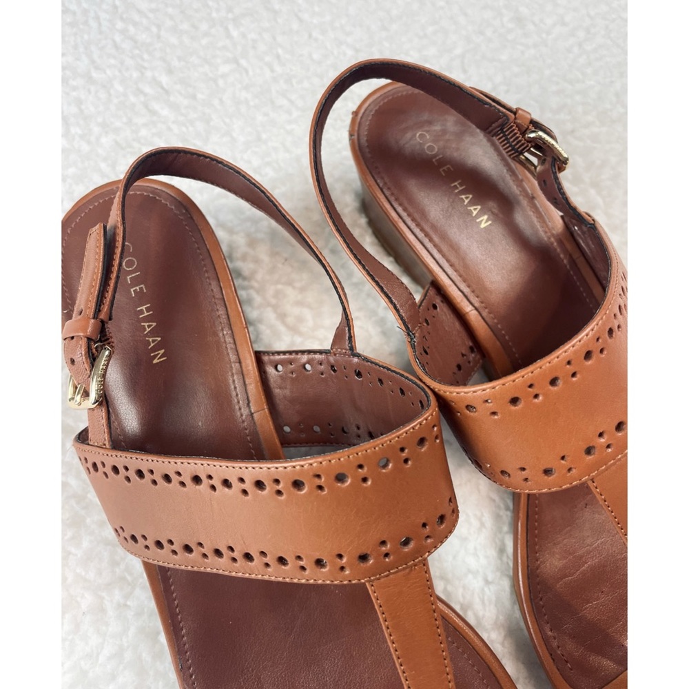 COLE HAAN • Brown Elsie Thong Wedge Sandals, 9 - Picture 12 of 16
